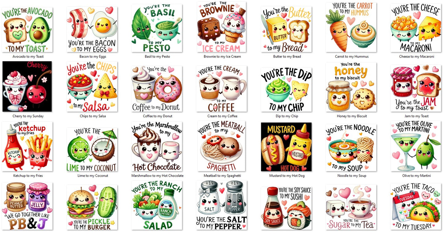Food Pun Funny Valentine PNG Bundle