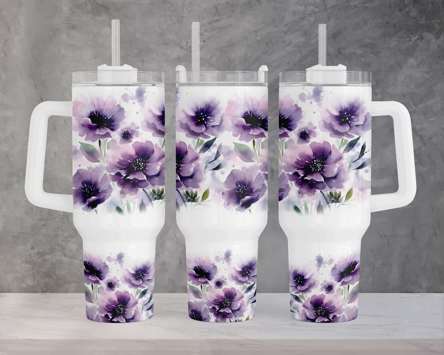 Bright Colors Boho Floral 40oz Quencher Tumbler Wrap