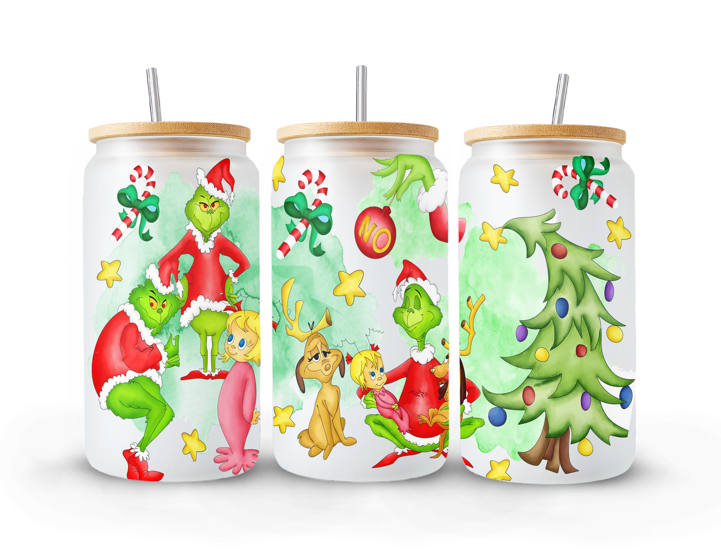 Bundle 30+ Christmas 16oz Glass Can Wrap, Merry Christmas Can Glass, Libbey Can Glass Wrap Png Designs