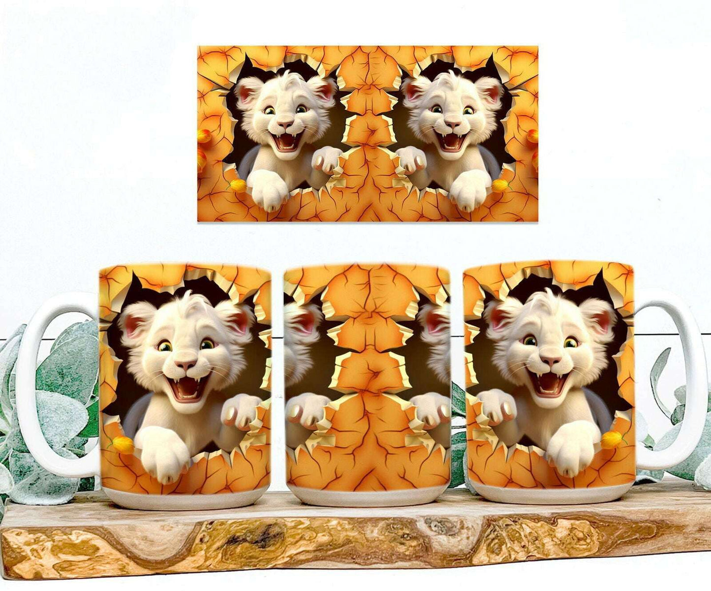 Bundle 3D Animals Mug Wrap Png