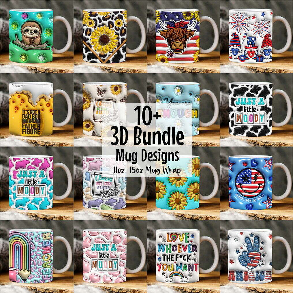 Bundle 3D Flowers Inflated Mug Design