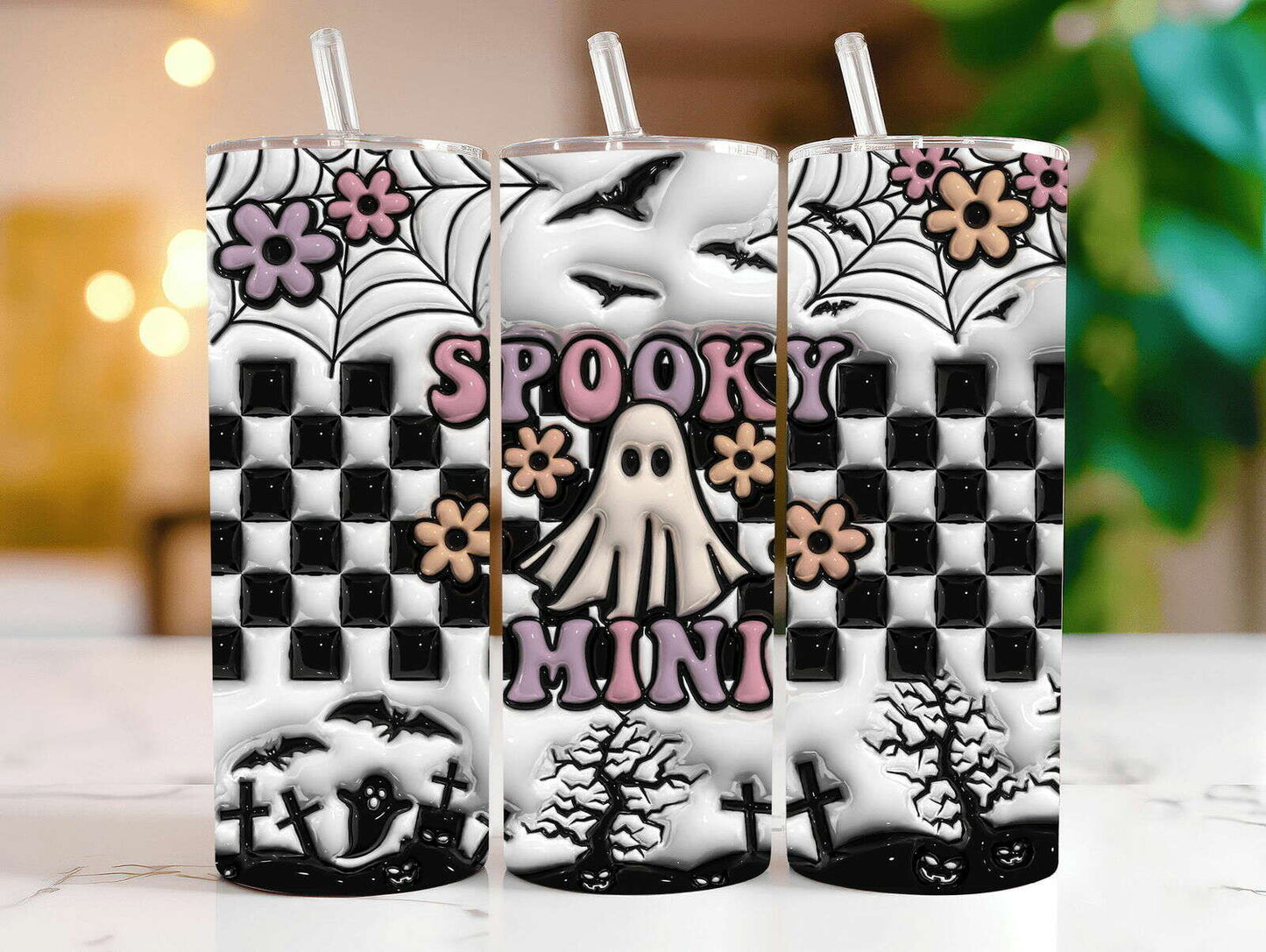 Bundle 3D Inflated Sublimation Tumbler Design , Halloween Season 20oz Tumbler
