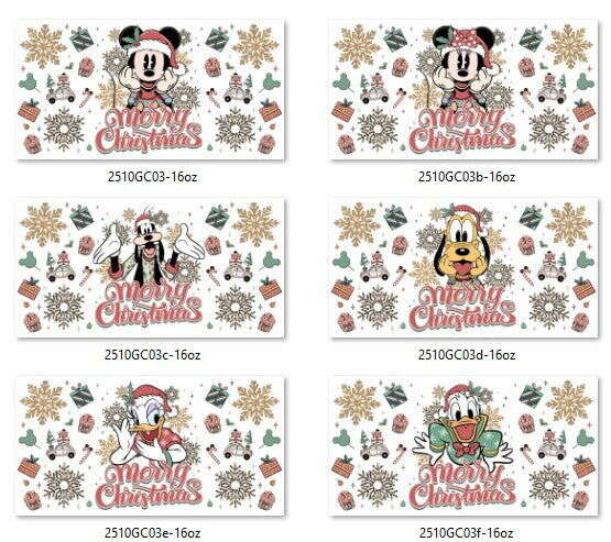 Bundle Cartoon Christmas 16oz Glass Can Wrap, Christmas PNG Design