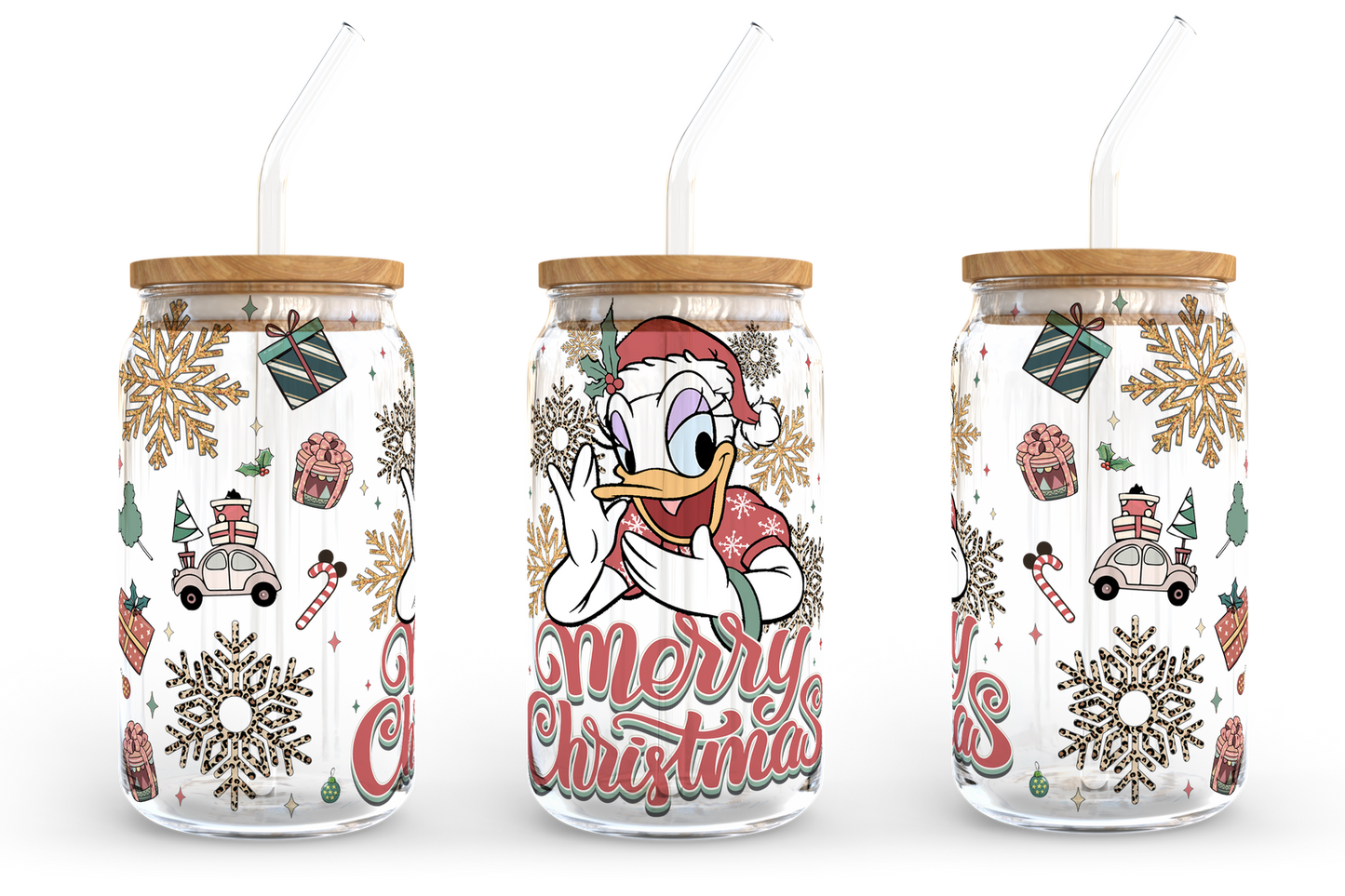 Bundle Cartoon Christmas 16oz Glass Can Wrap, Christmas PNG Design