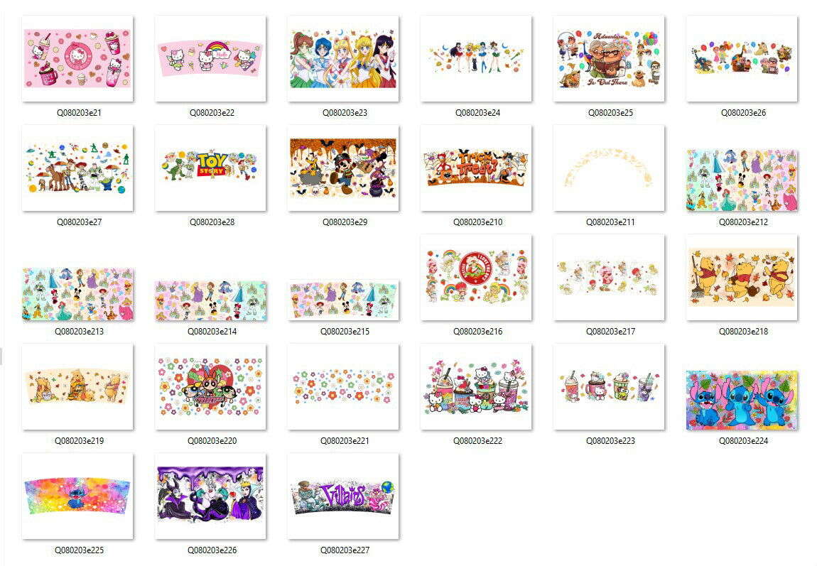 Bundle Cartoon Movies 40oz Tumbler Wrap Sublimation Design, Movies Character wrap