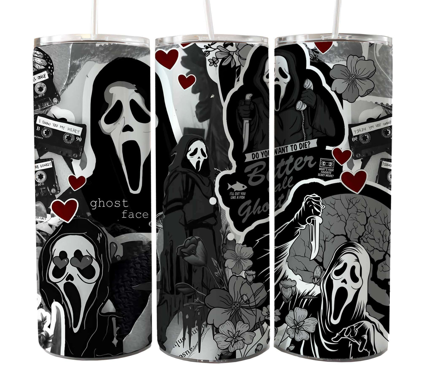 Bundle Halloween 20oz Tumbler Wrap, Horror Movies Characters 20oz Tumbler Wrap Sublimation Png Design