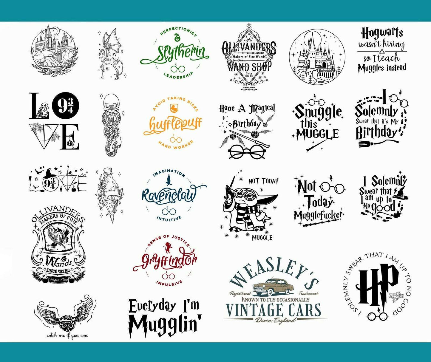 Bundle HP Magic SVG Design Bundle Digital Download, Not Today Muggle, Magic Png, Svg Files