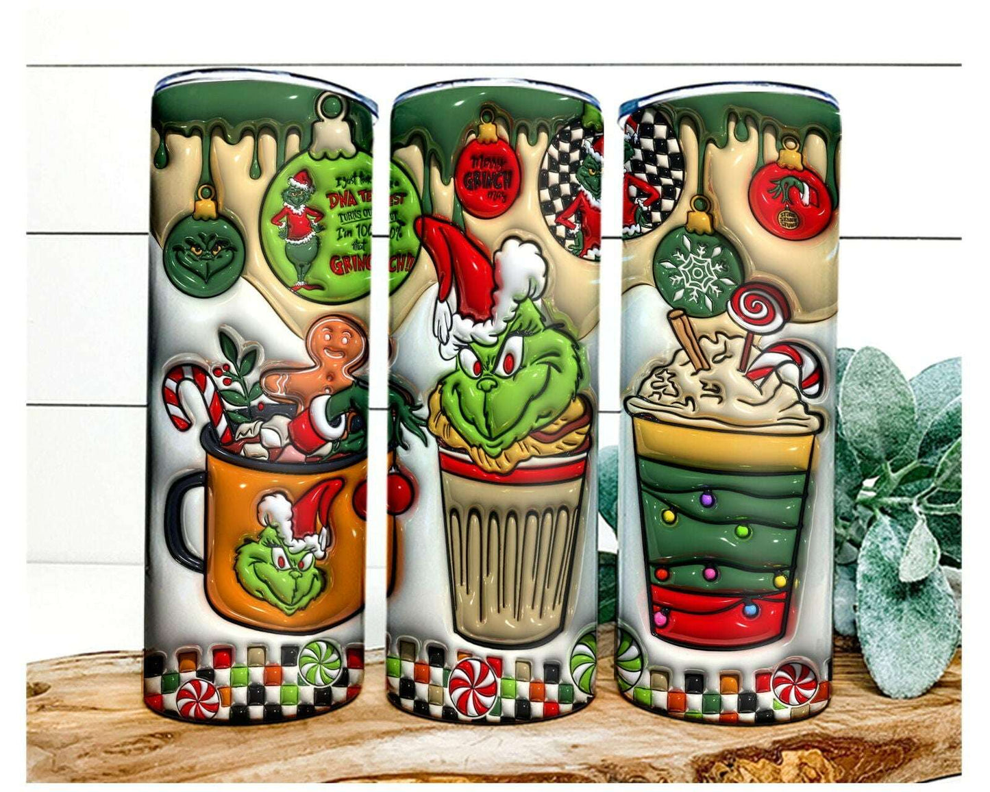 Bundle Inflated Christmas 20oz Tumbler Wrap, 3D Tumbler Wrap Png Design