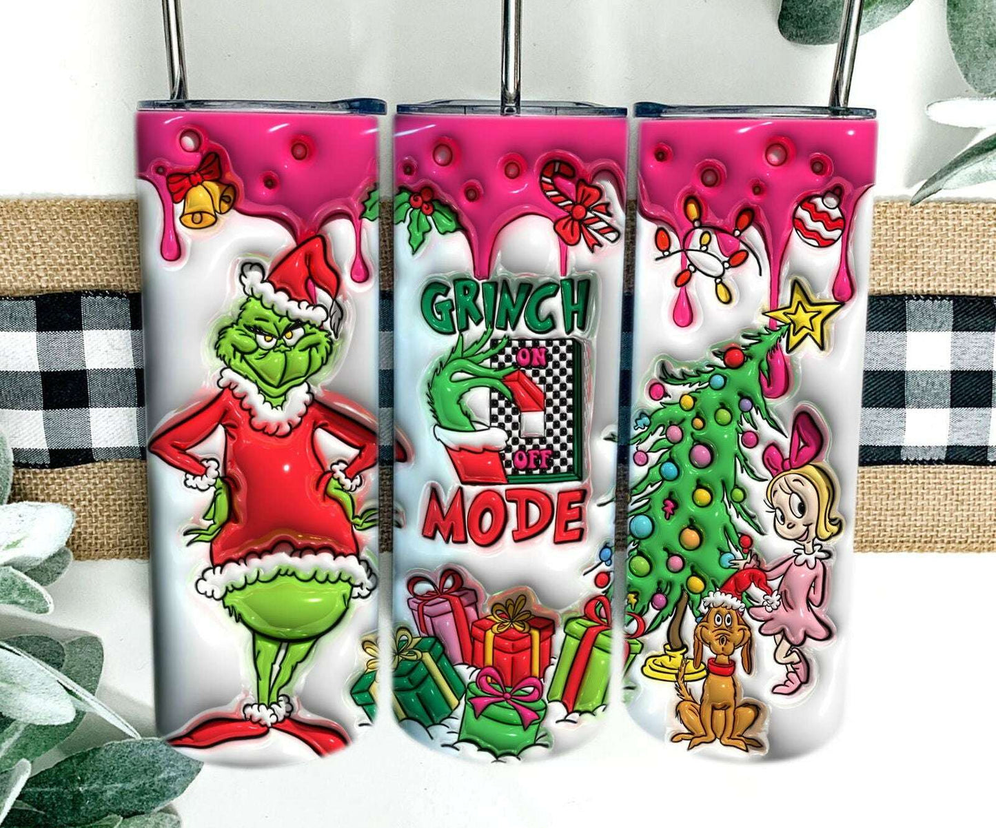 Bundle Inflated Christmas 20oz Tumbler Wrap, 3D Tumbler Wrap Png Design