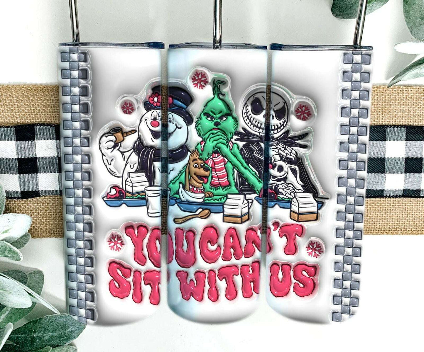 Bundle Inflated Christmas 20oz Tumbler Wrap, 3D Tumbler Wrap Png Design
