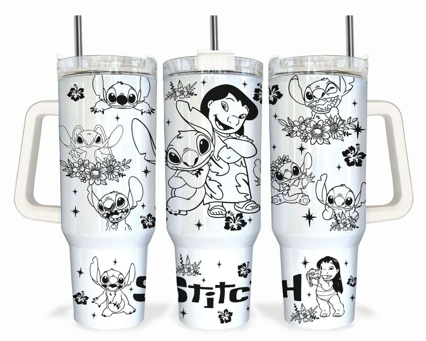 Bundle Movie Character 40oz Tumbler Wrap, Black and White Version Designs