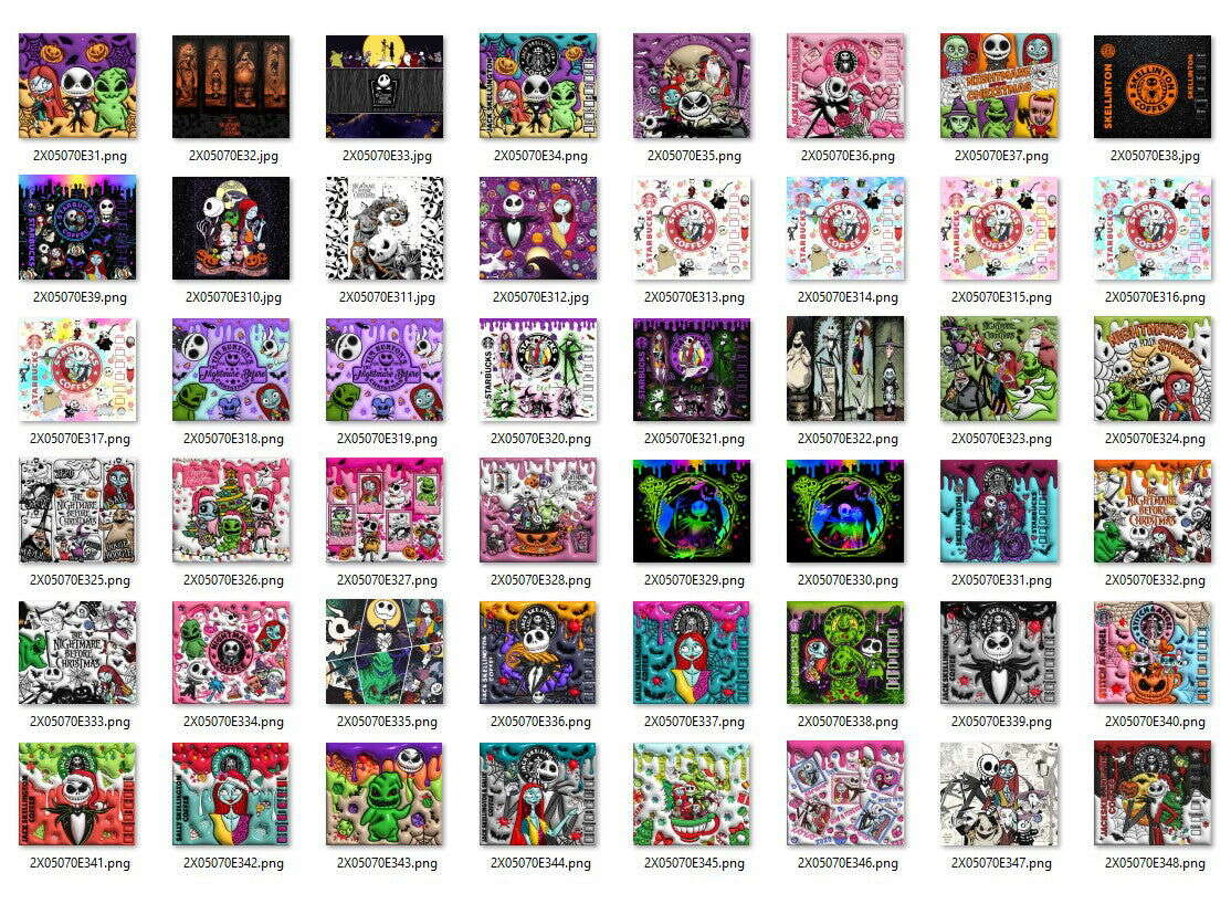 Bundle Nightmare Before Christmas 20oz Tumbler Wrap. Horror Characters Tumbler Design