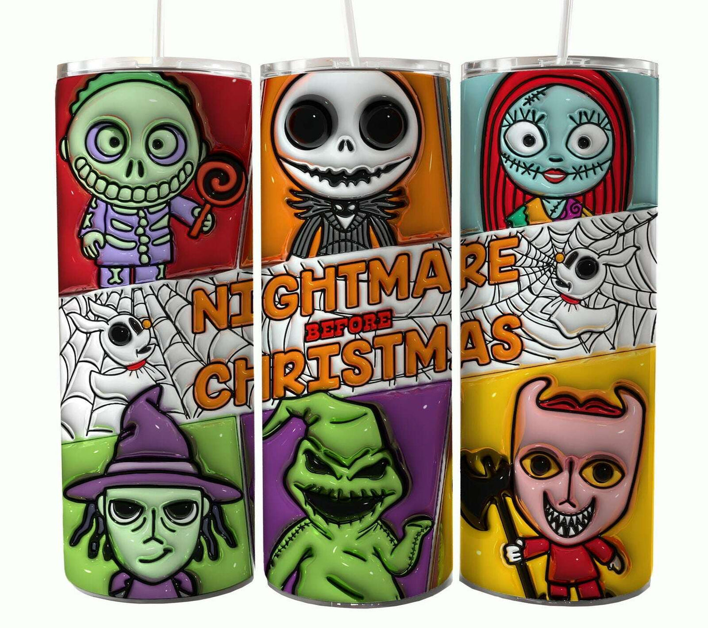 Bundle Nightmare Before Christmas 20oz Tumbler Wrap. Horror Characters Tumbler Design