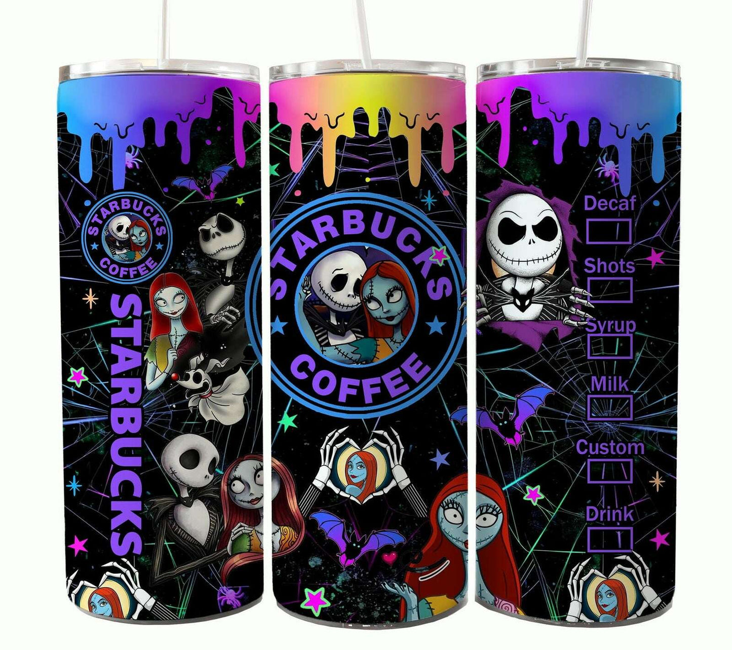 Bundle Nightmare Before Christmas 20oz Tumbler Wrap. Horror Characters Tumbler Design