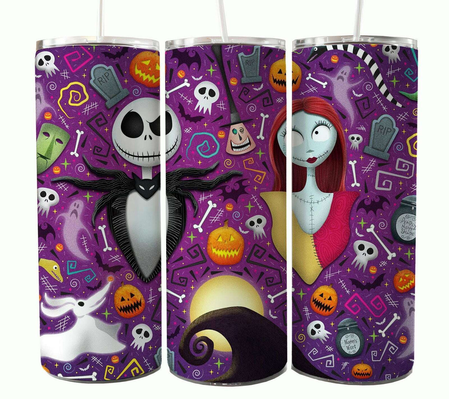 Bundle Nightmare Before Christmas 20oz Tumbler Wrap. Horror Characters Tumbler Design
