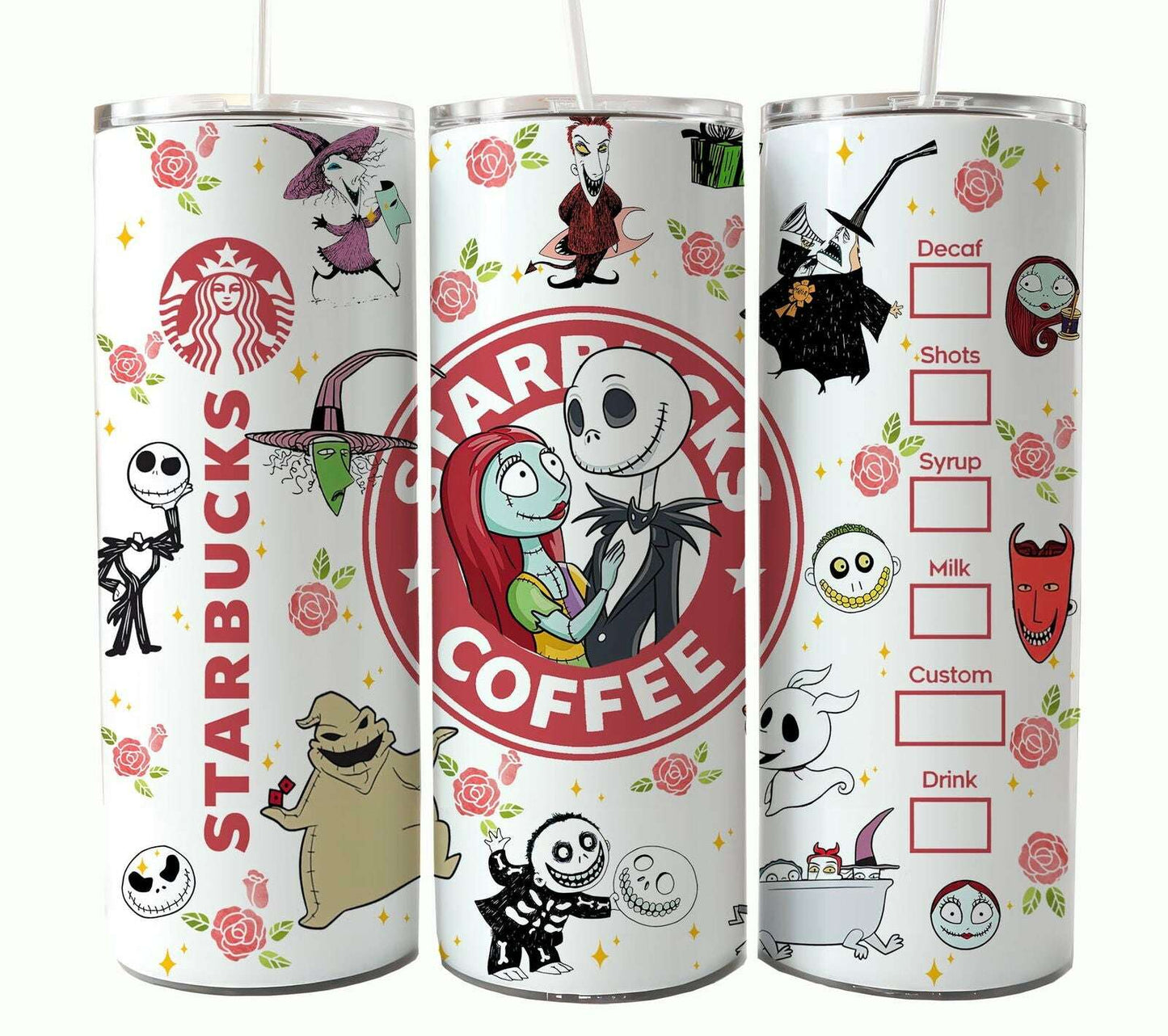 Bundle Nightmare Before Christmas 20oz Tumbler Wrap. Horror Characters Tumbler Design