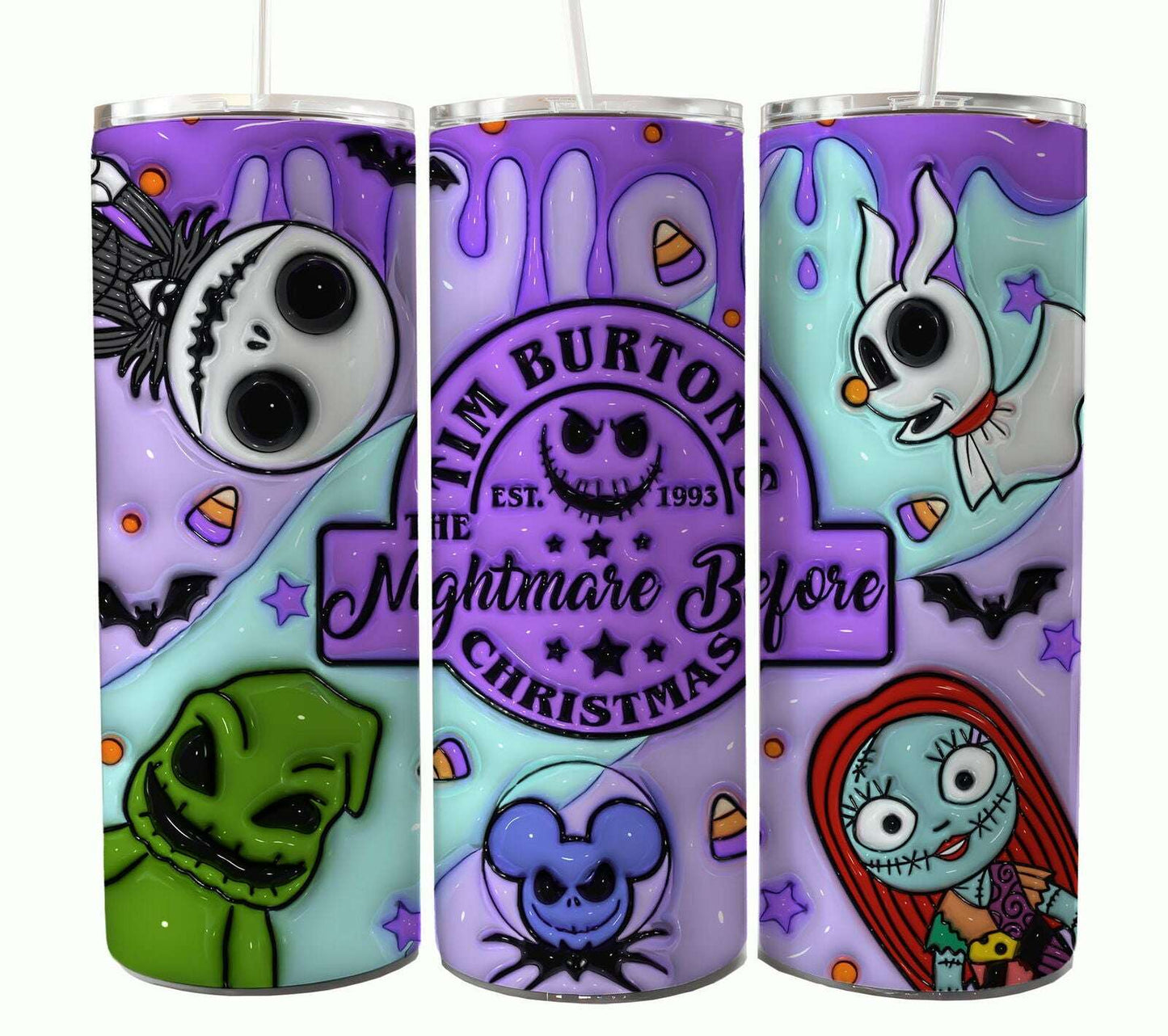 Bundle Nightmare Before Christmas 20oz Tumbler Wrap. Horror Characters Tumbler Design