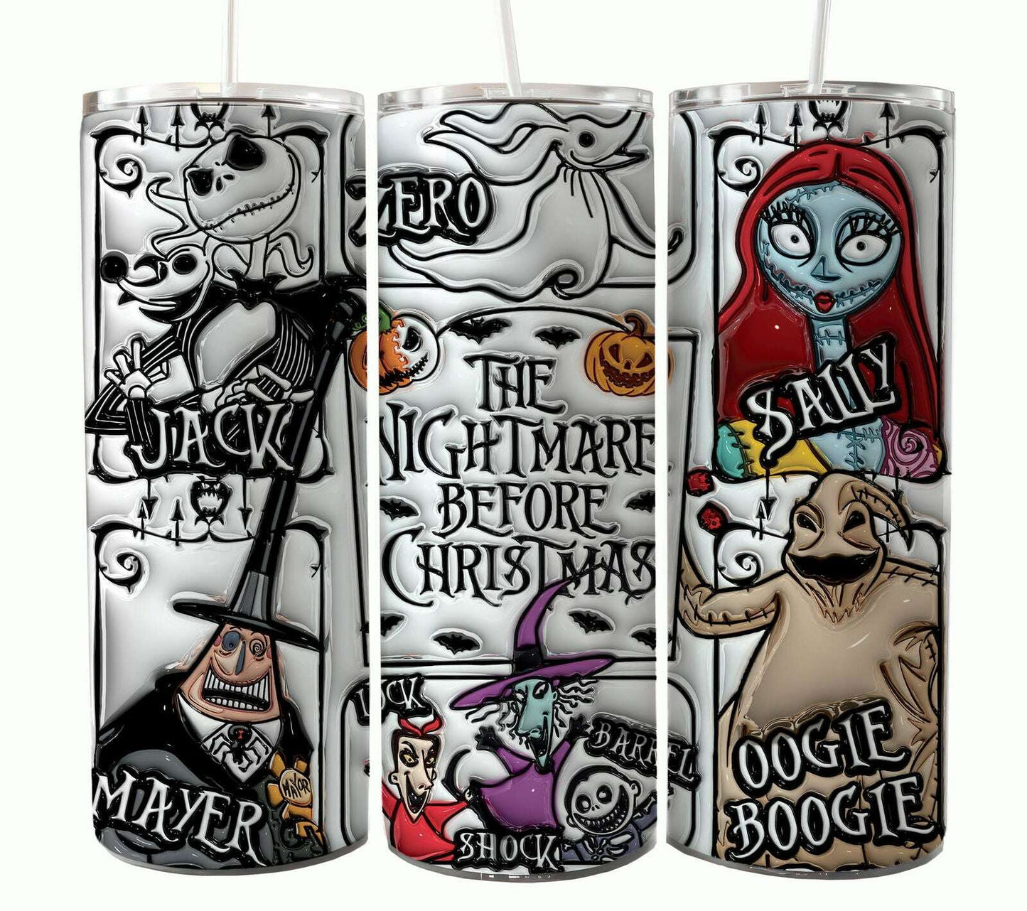 Bundle Nightmare Before Christmas 20oz Tumbler Wrap. Horror Characters Tumbler Design