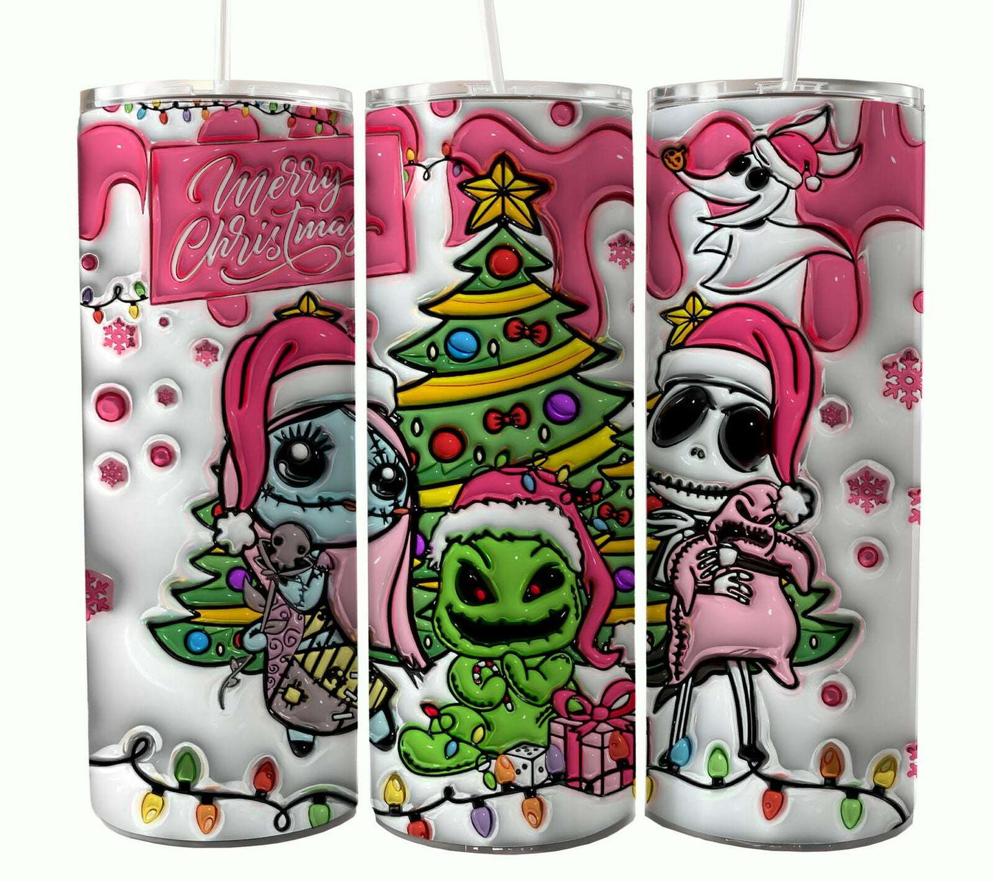 Bundle Nightmare Before Christmas 20oz Tumbler Wrap. Horror Characters Tumbler Design