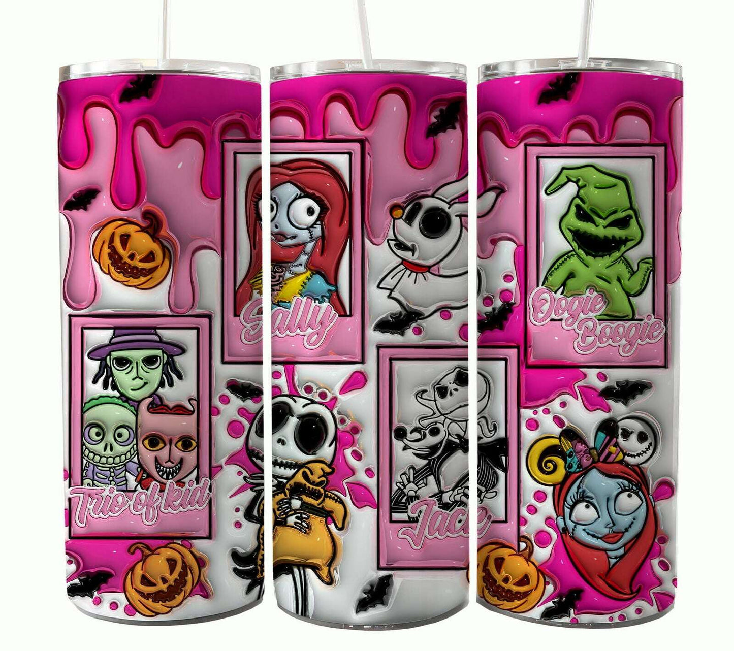 Bundle Nightmare Before Christmas 20oz Tumbler Wrap. Horror Characters Tumbler Design