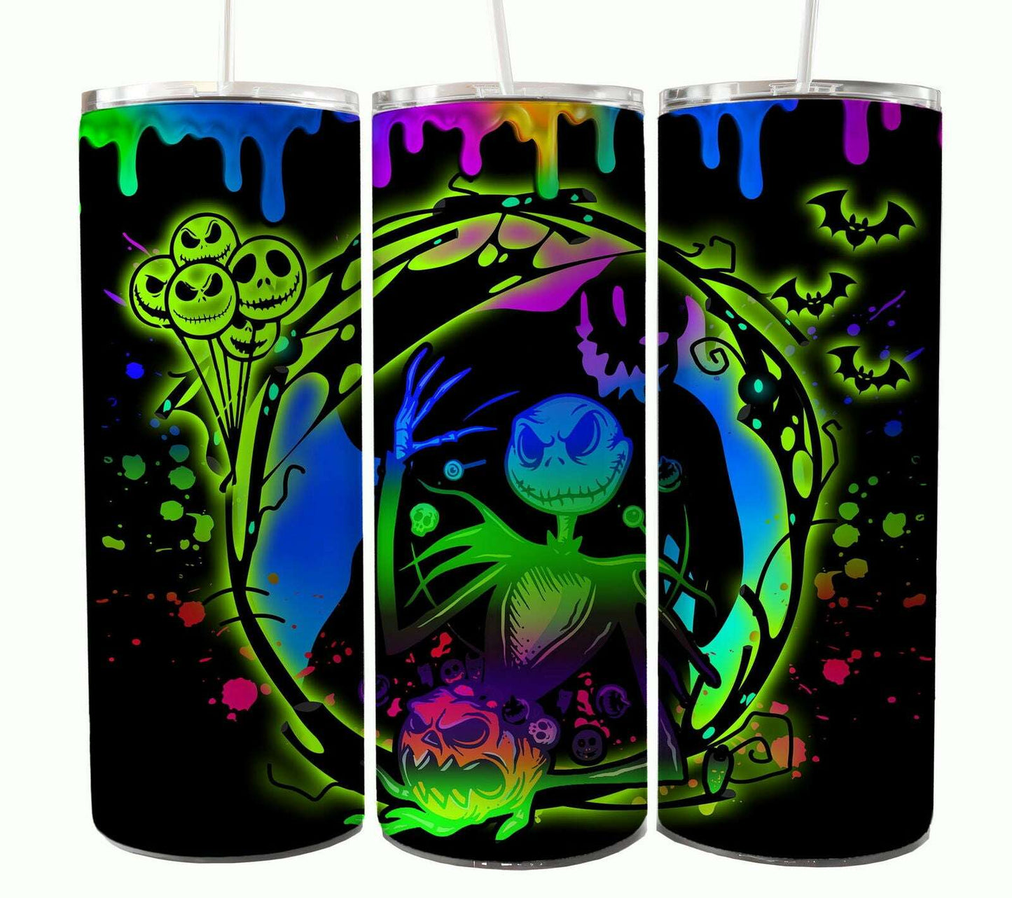Bundle Nightmare Before Christmas 20oz Tumbler Wrap. Horror Characters Tumbler Design