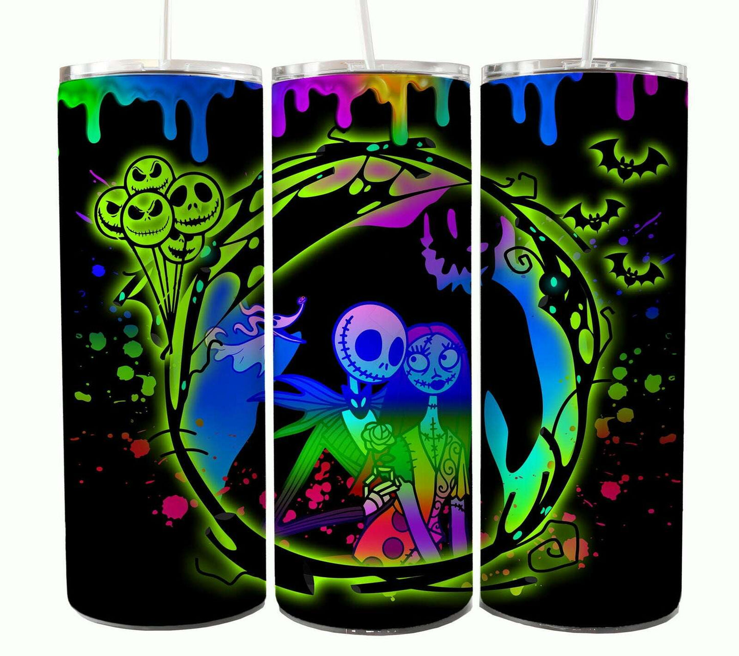 Bundle Nightmare Before Christmas 20oz Tumbler Wrap. Horror Characters Tumbler Design
