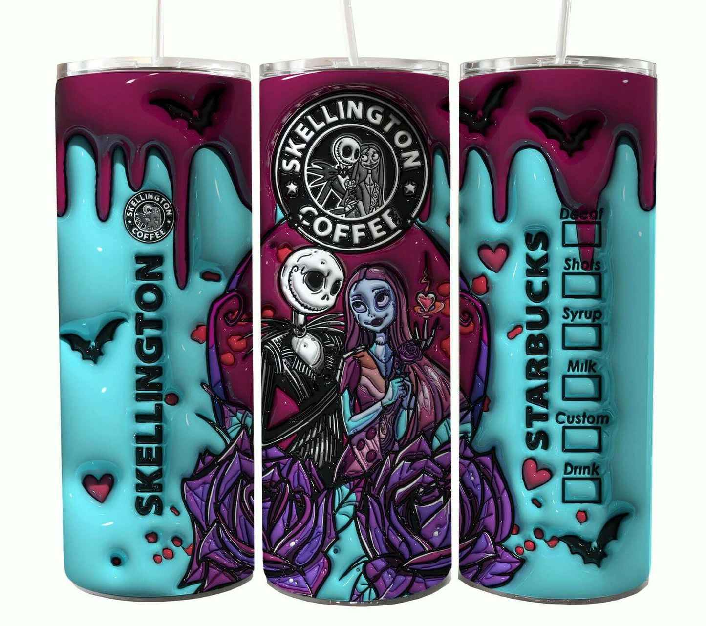 Bundle Nightmare Before Christmas 20oz Tumbler Wrap. Horror Characters Tumbler Design