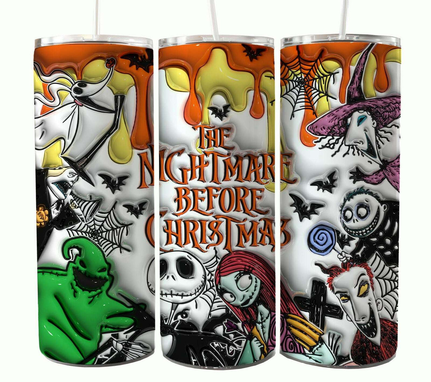 Bundle Nightmare Before Christmas 20oz Tumbler Wrap. Horror Characters Tumbler Design