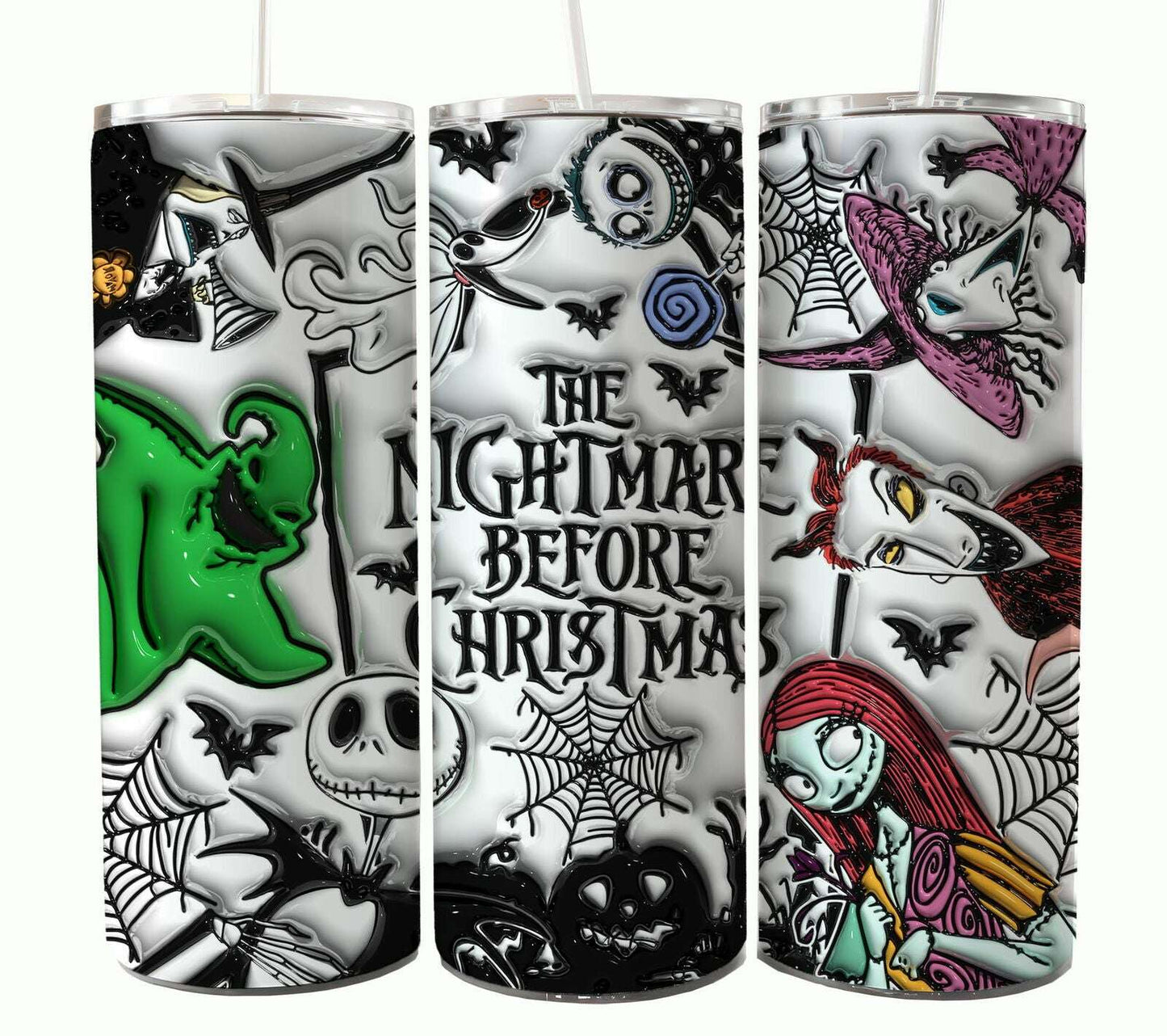 Bundle Nightmare Before Christmas 20oz Tumbler Wrap. Horror Characters Tumbler Design
