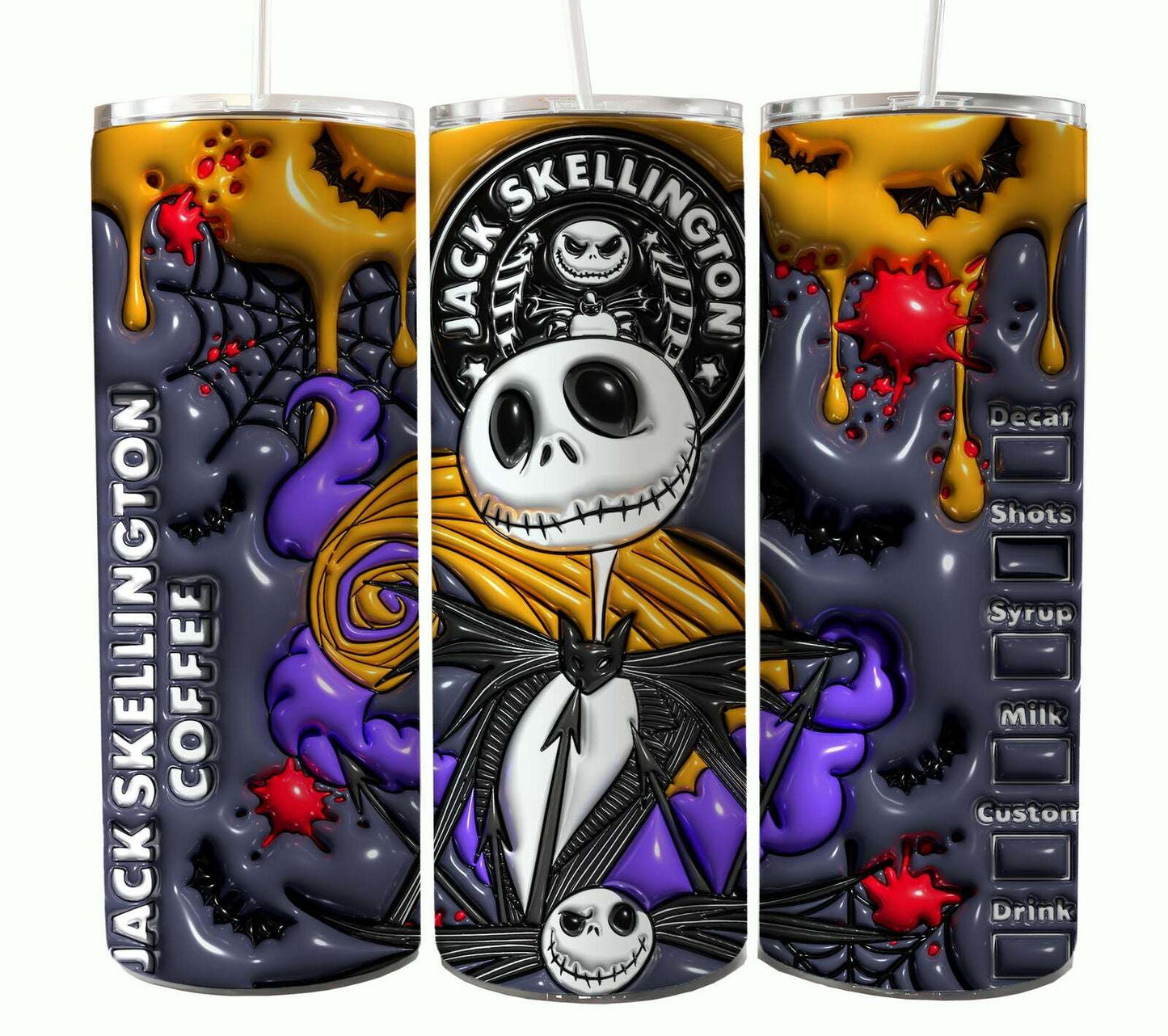 Bundle Nightmare Before Christmas 20oz Tumbler Wrap. Horror Characters Tumbler Design
