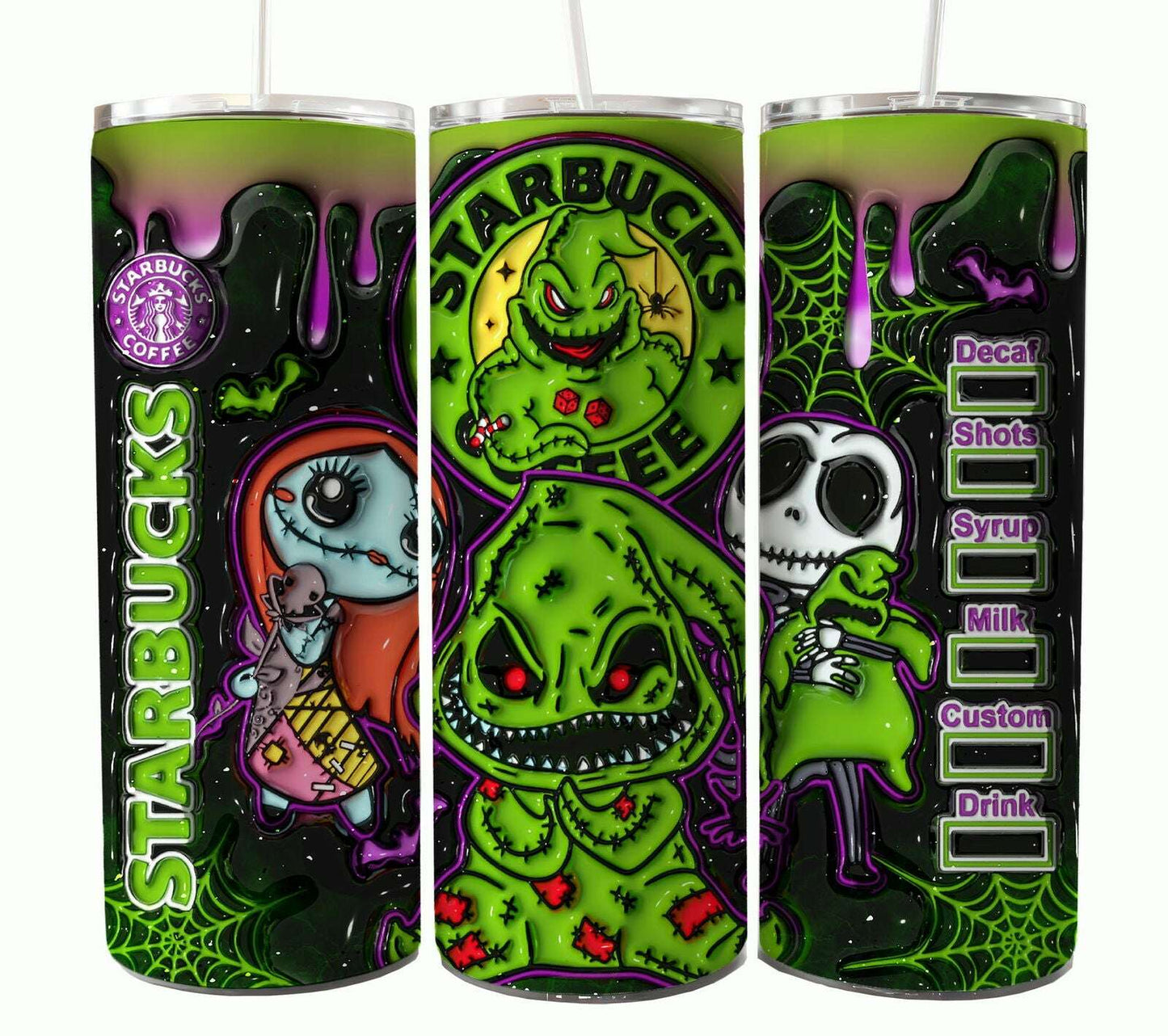 Bundle Nightmare Before Christmas 20oz Tumbler Wrap. Horror Characters Tumbler Design