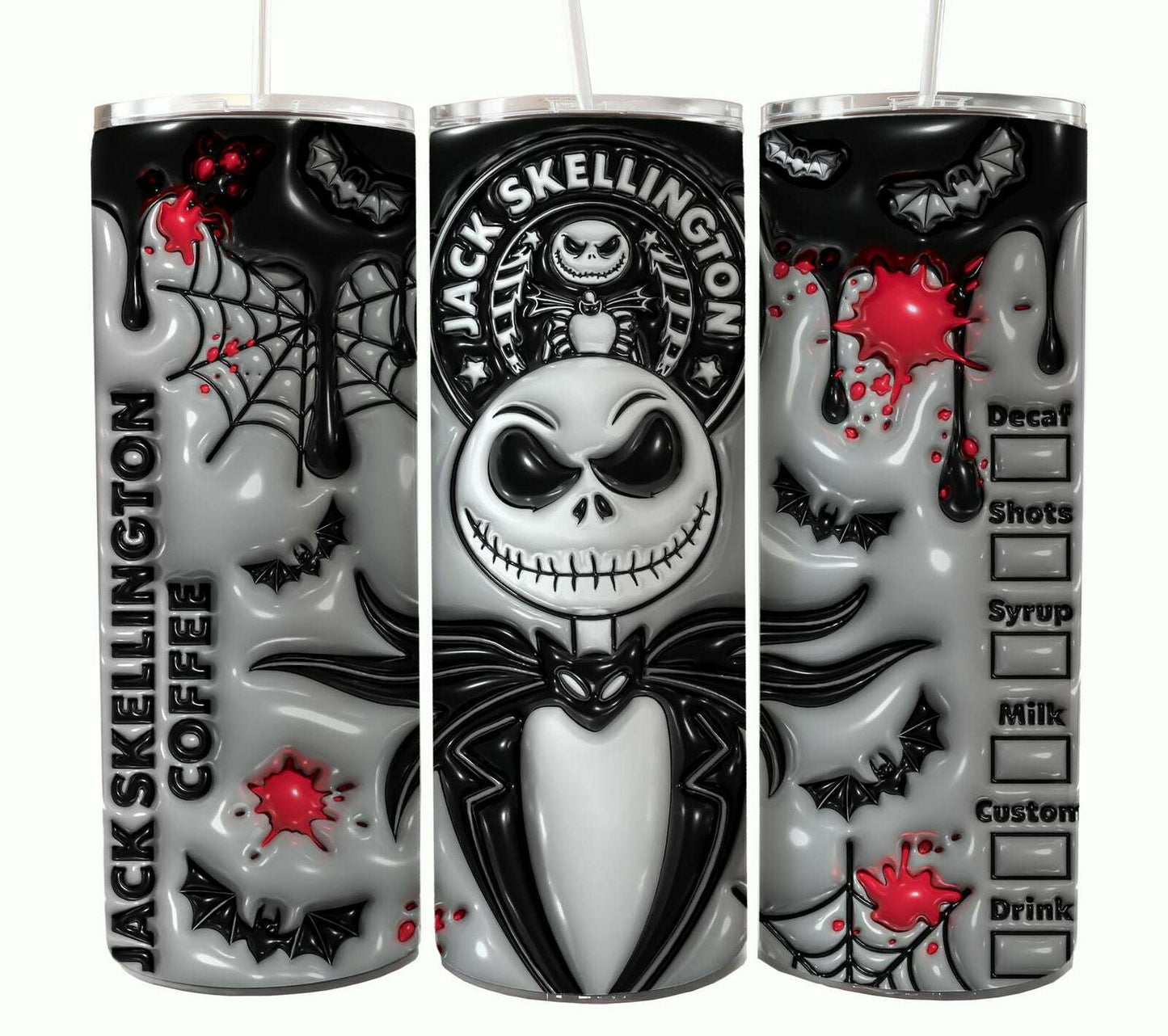 Bundle Nightmare Before Christmas 20oz Tumbler Wrap. Horror Characters Tumbler Design