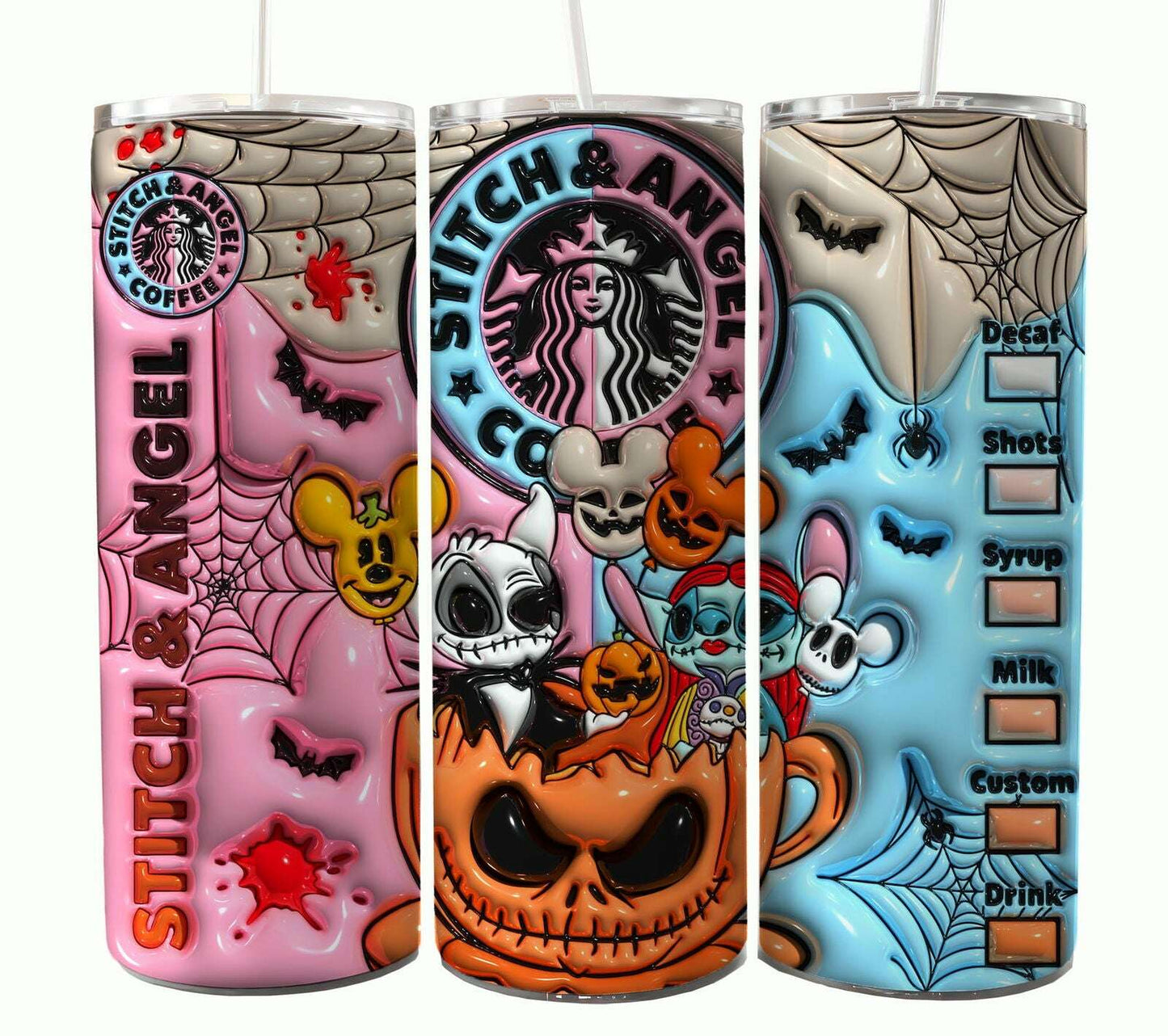 Bundle Nightmare Before Christmas 20oz Tumbler Wrap. Horror Characters Tumbler Design