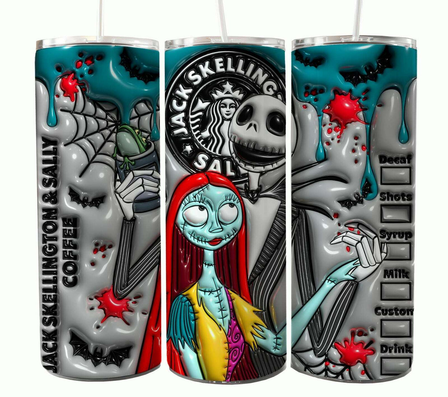 Bundle Nightmare Before Christmas 20oz Tumbler Wrap. Horror Characters Tumbler Design