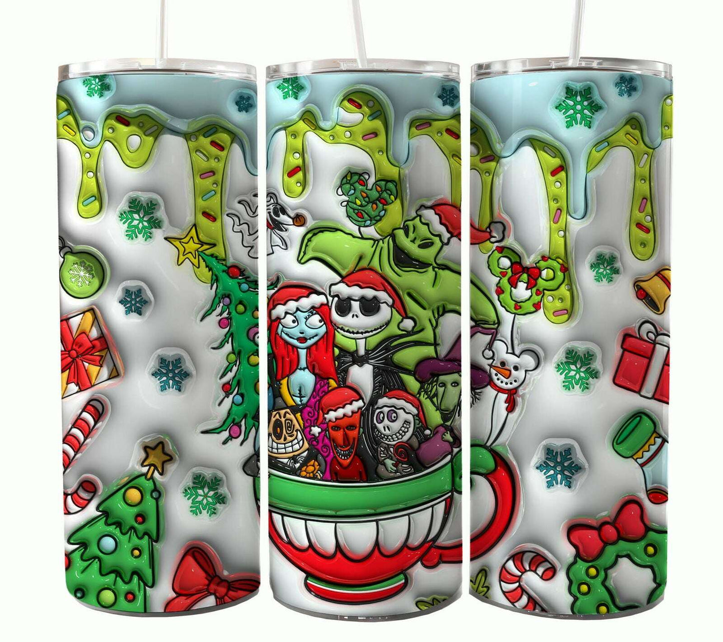 Bundle Nightmare Before Christmas 20oz Tumbler Wrap. Horror Characters Tumbler Design