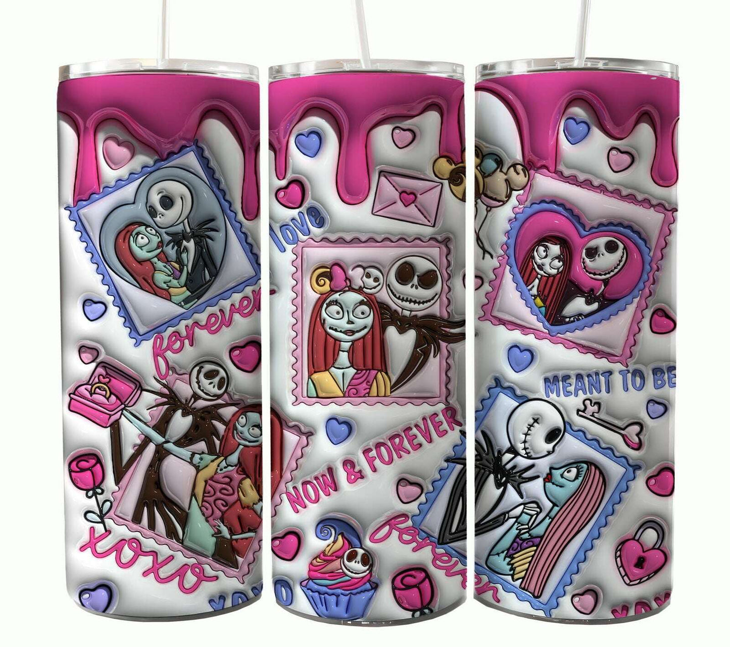 Bundle Nightmare Before Christmas 20oz Tumbler Wrap. Horror Characters Tumbler Design