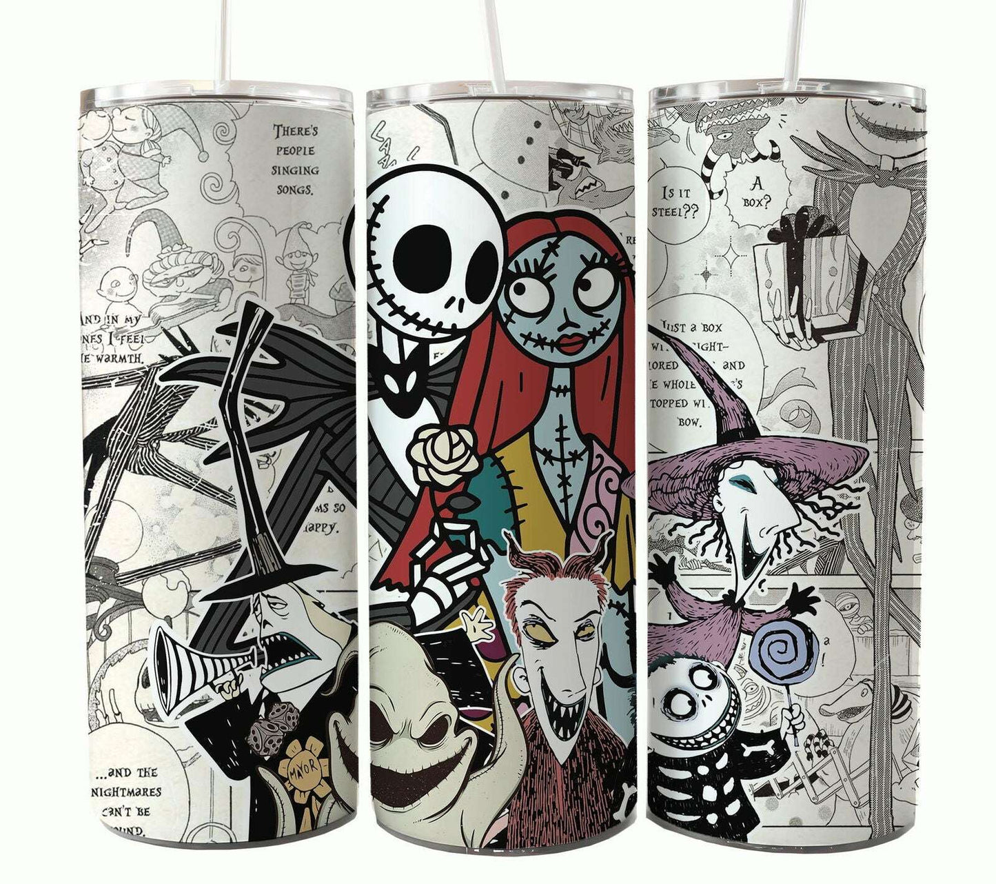 Bundle Nightmare Before Christmas 20oz Tumbler Wrap. Horror Characters Tumbler Design