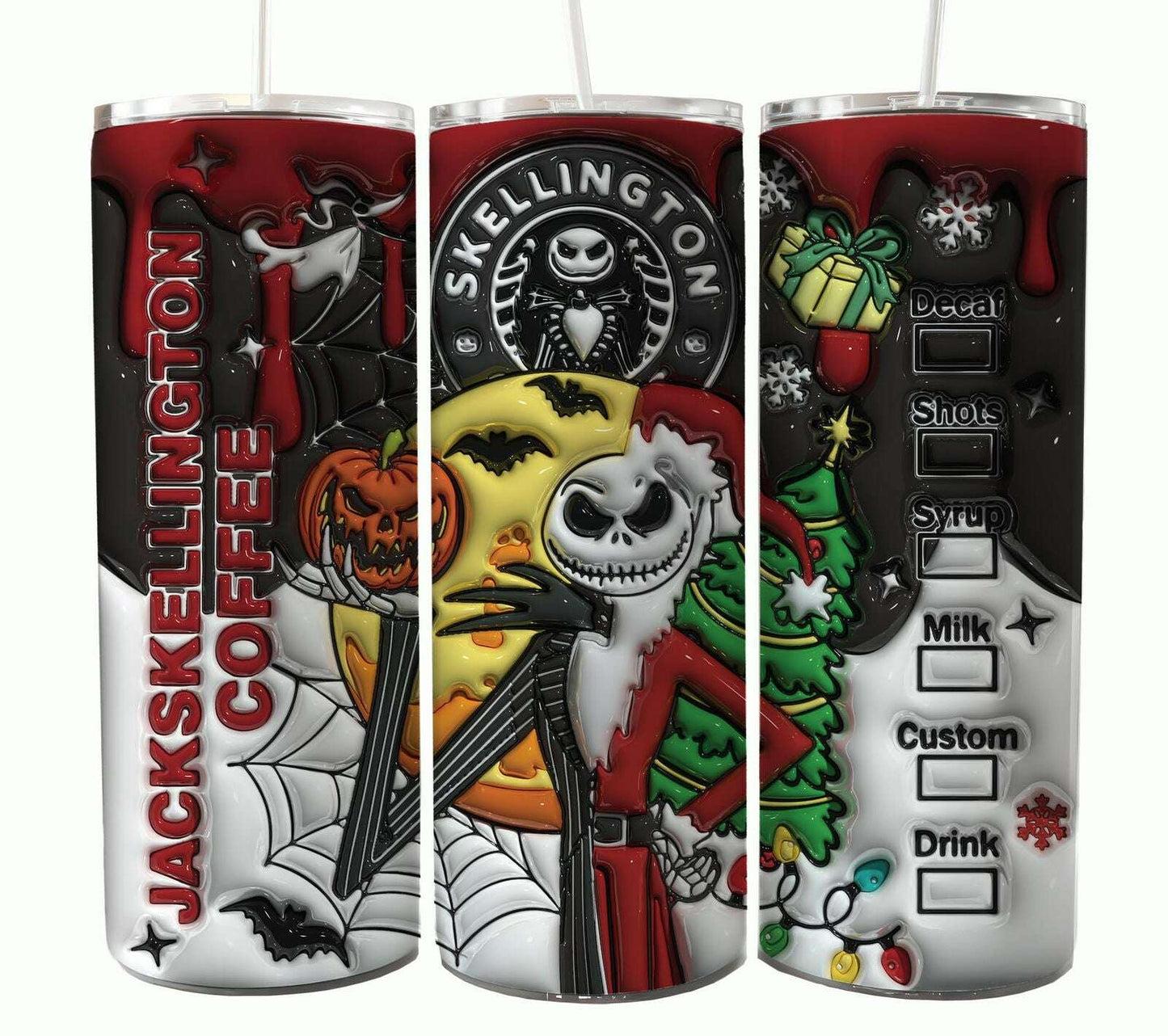 Bundle Nightmare Before Christmas 20oz Tumbler Wrap. Horror Characters Tumbler Design