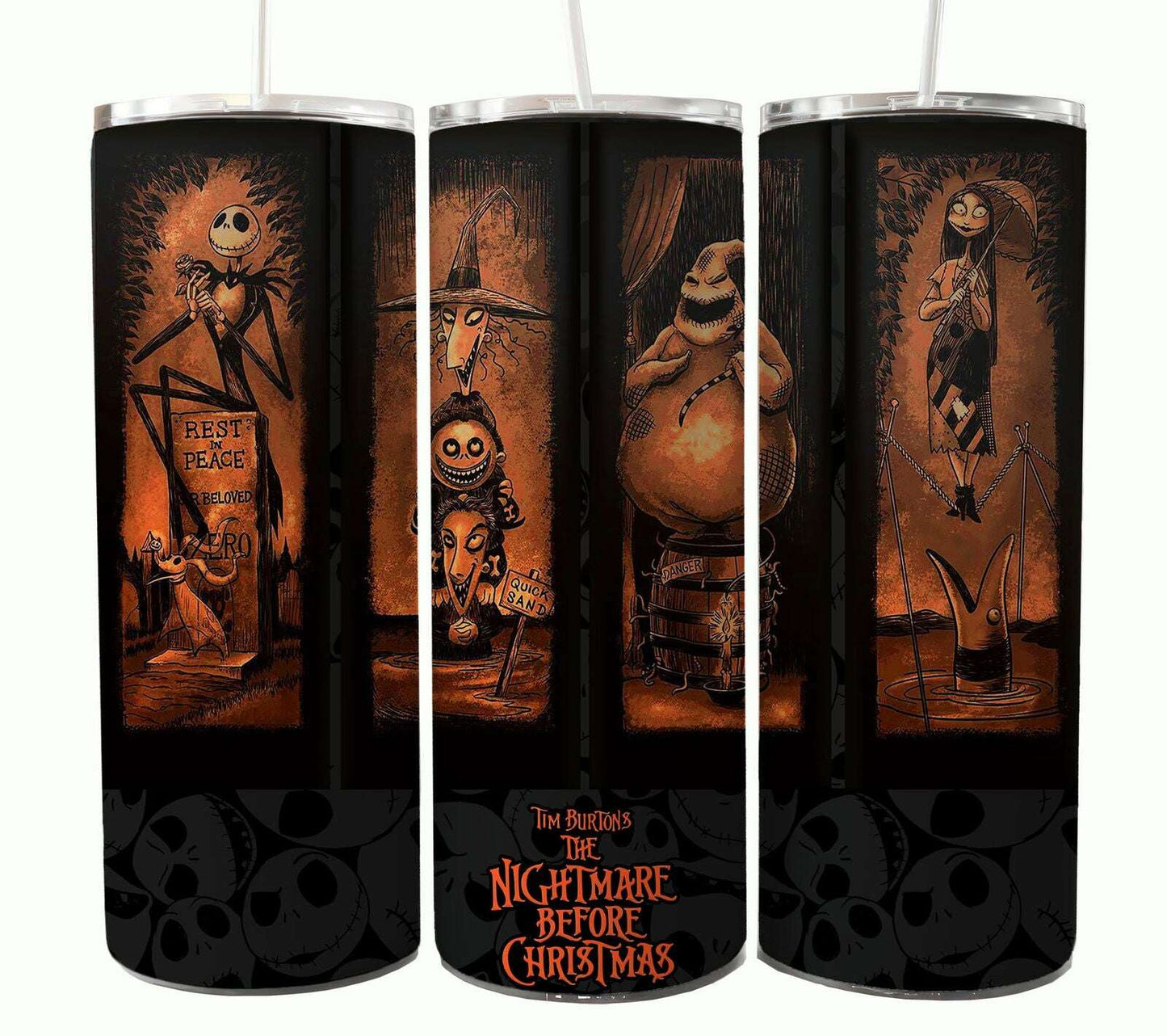 Bundle Nightmare Before Christmas 20oz Tumbler Wrap. Horror Characters Tumbler Design