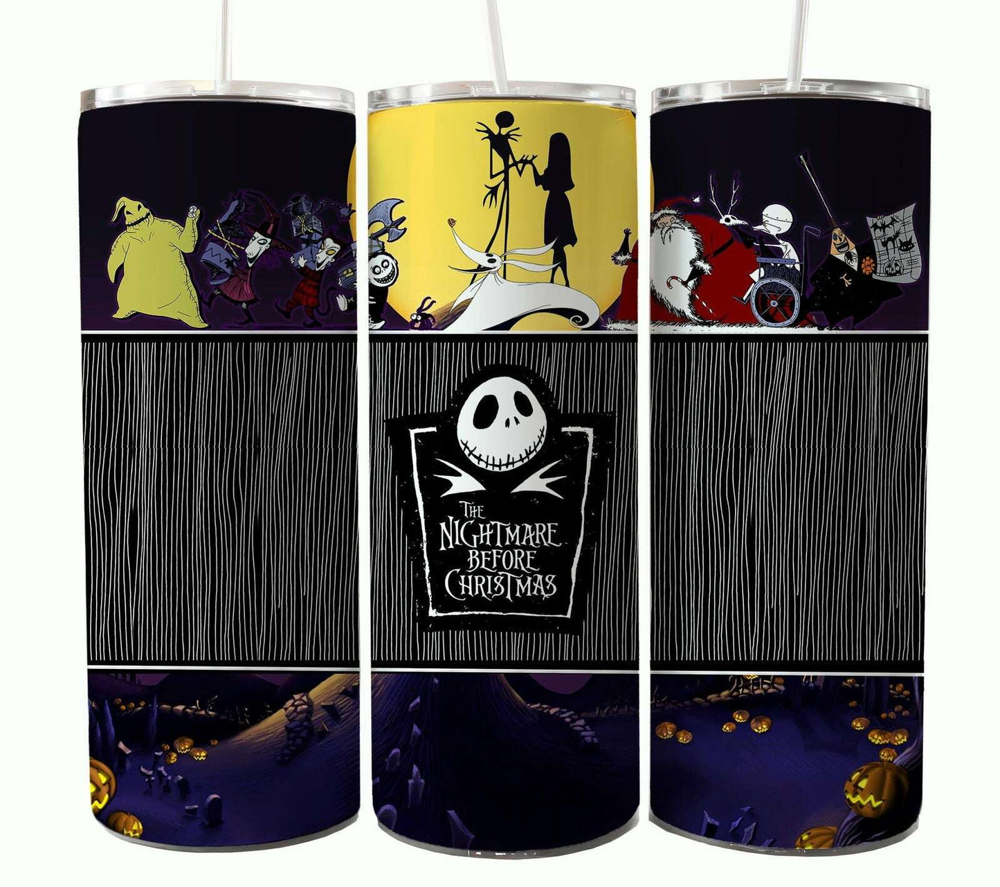 Bundle Nightmare Before Christmas 20oz Tumbler Wrap. Horror Characters Tumbler Design