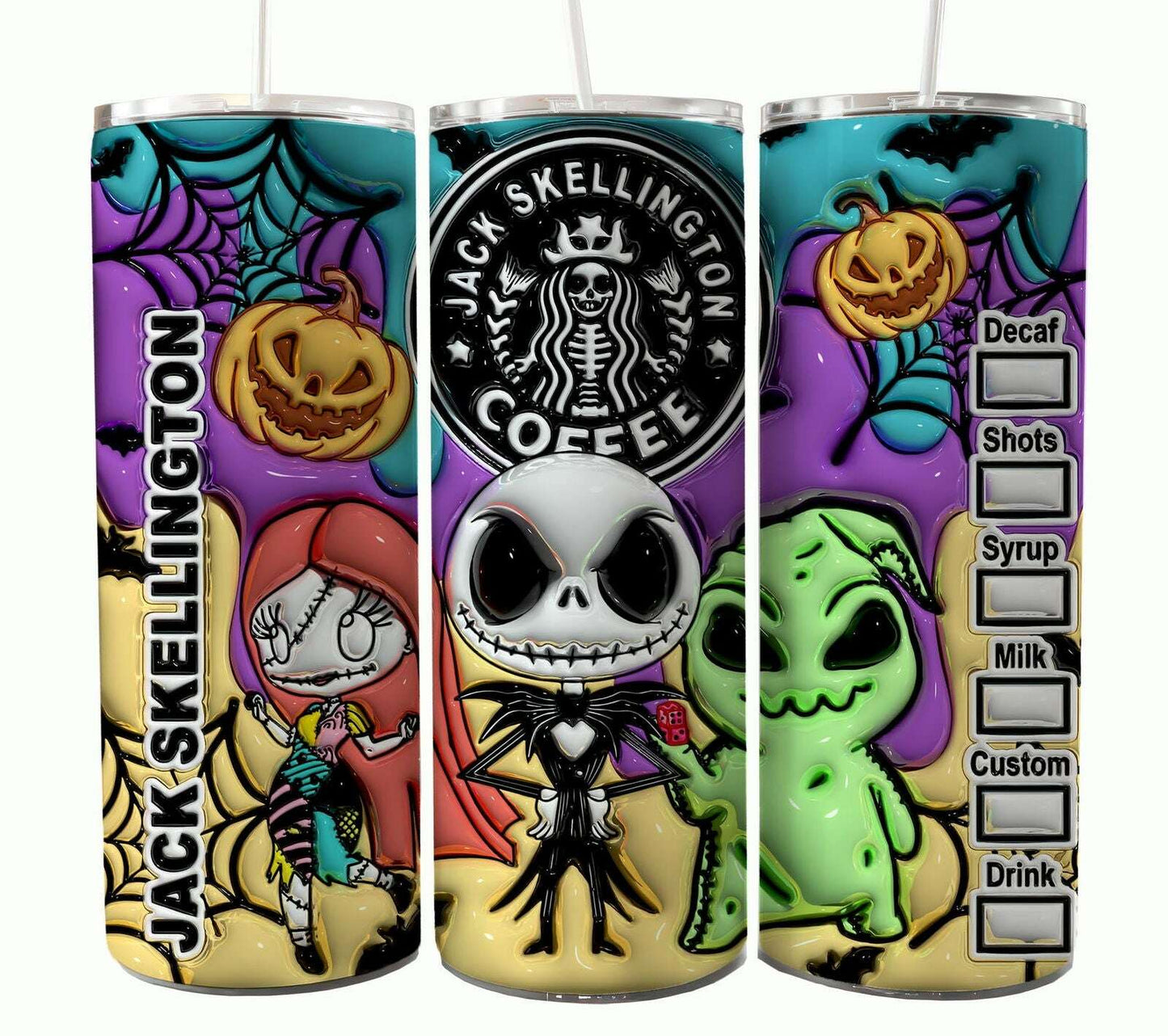 Bundle Nightmare Before Christmas 20oz Tumbler Wrap. Horror Characters Tumbler Design