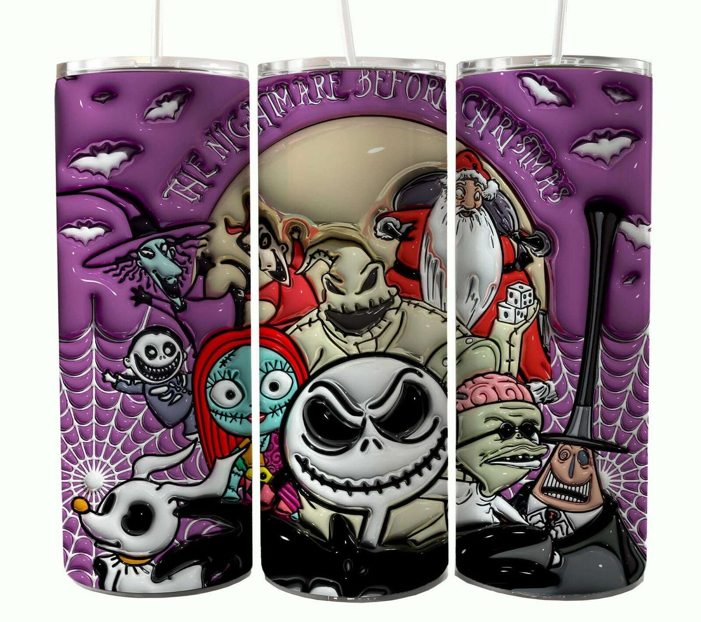 Bundle Nightmare Before Christmas 20oz Tumbler Wrap. Horror Characters Tumbler Design