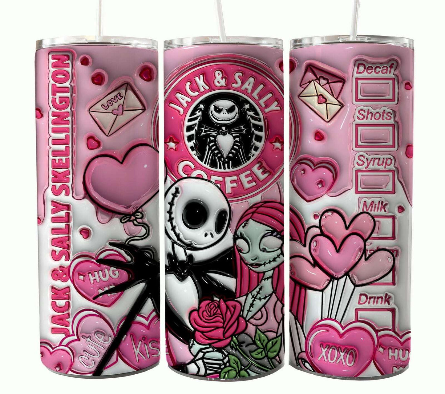 Bundle Nightmare Before Christmas 20oz Tumbler Wrap. Horror Characters Tumbler Design