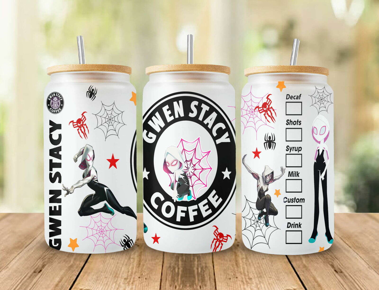 Cartoon 16oz Can Glass Coffee PNG Design