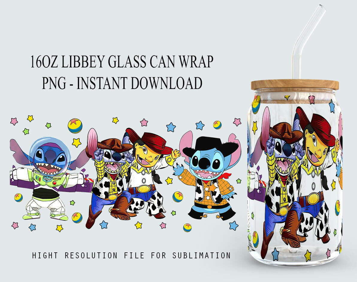 Cartoon 16oz Can Glass Wrap, You've Got A Friend In Me, Cartoon Tumbler Wrap