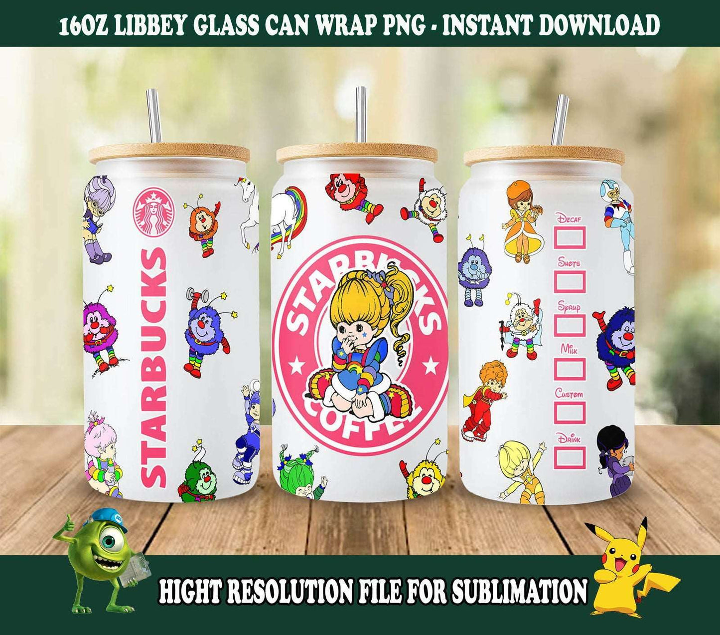 Cartoon 16oz libbey can Cartoon PNG, 16oz Glass Can Wrap, 16oz Libbey Can Glass