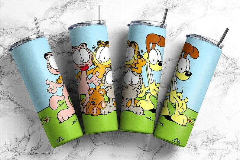Cartoon 20oz Skinny Tumbler Sublimation Wrap Design PNG, Retro 80s cartoons Tumbler Wrap