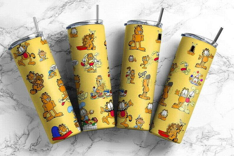 Cartoon 20oz Tumbler Wrap, Cartoon 80s Skinny Tumbler Sublimation PNG Design