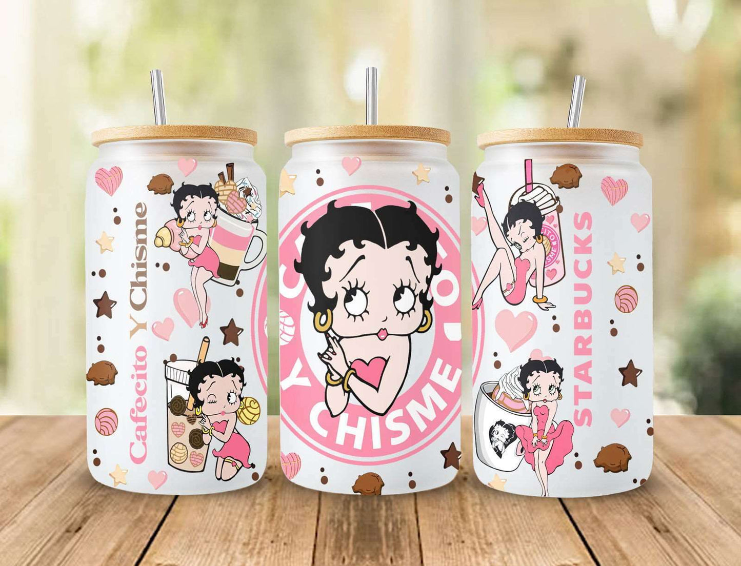 Cartoon 80s tumbler, 80s cartoons png, Betty libbey glass can wrap