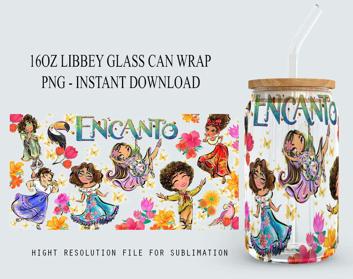 Cartoon Characters 16oz Libbey Glass Can Wrap PNG, Cartoon Characters PNG